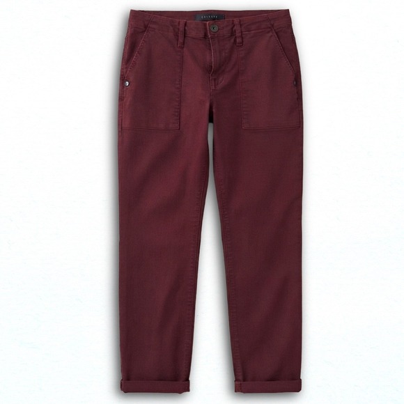 Sanctuary Pants - Sanctuary Womens Utility Cargo Pants Burgundy Wine Straight Leg Size 28